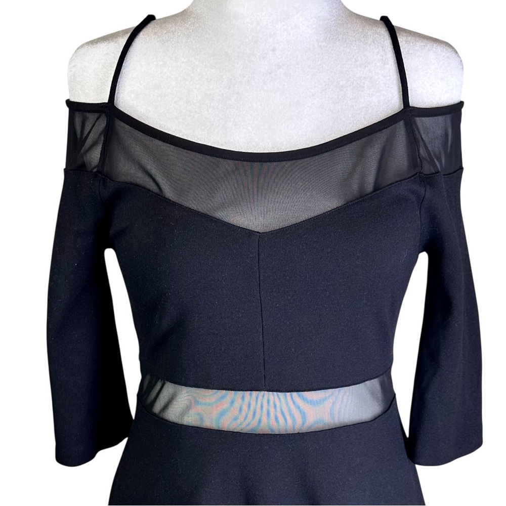 French Connection Black Mesh-Inset Mini Dress - Picture 4 of 11